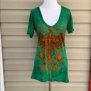 Rebel Saints  Affliction women’s tee shirt